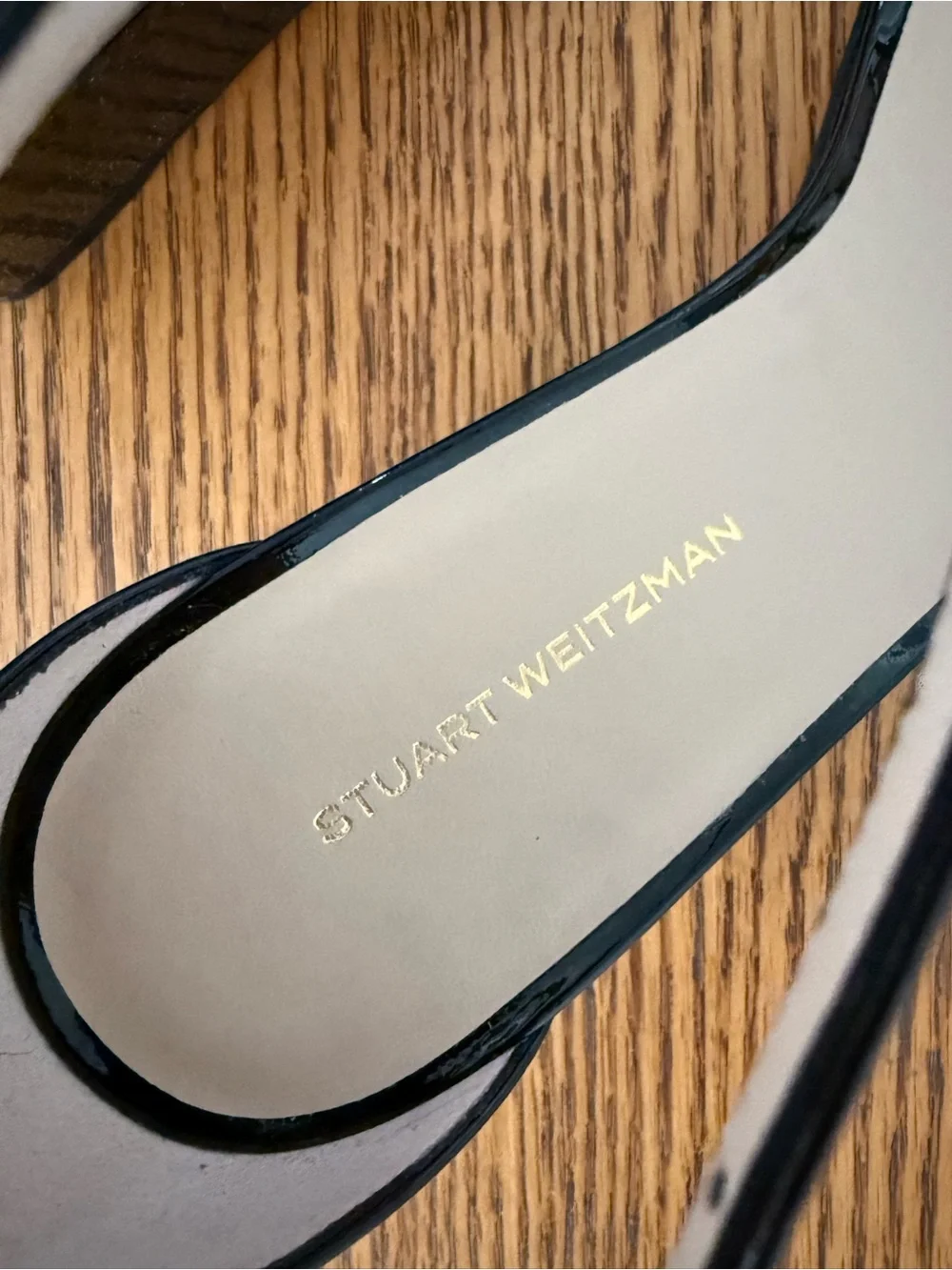 STUART WEITZMAN Nudistcurve 50 Patent Wedge Sandal - Black - Picture 6 of 12